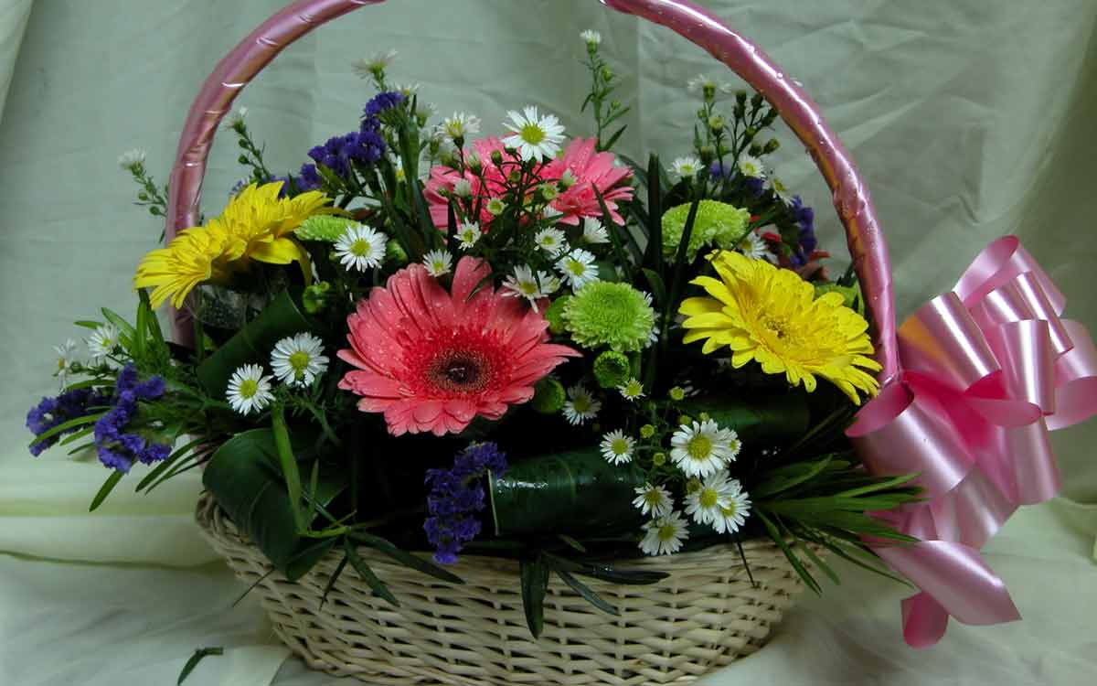 Фото цветов в корзине